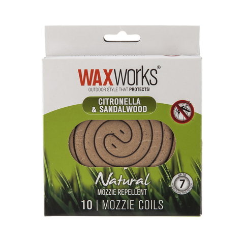 Waxworks Citronella Sandalwood Mosquito Repellent Coil 10 Pack - 120mm x 146mm - Outdoor Use - SuperSaverAU - view 1