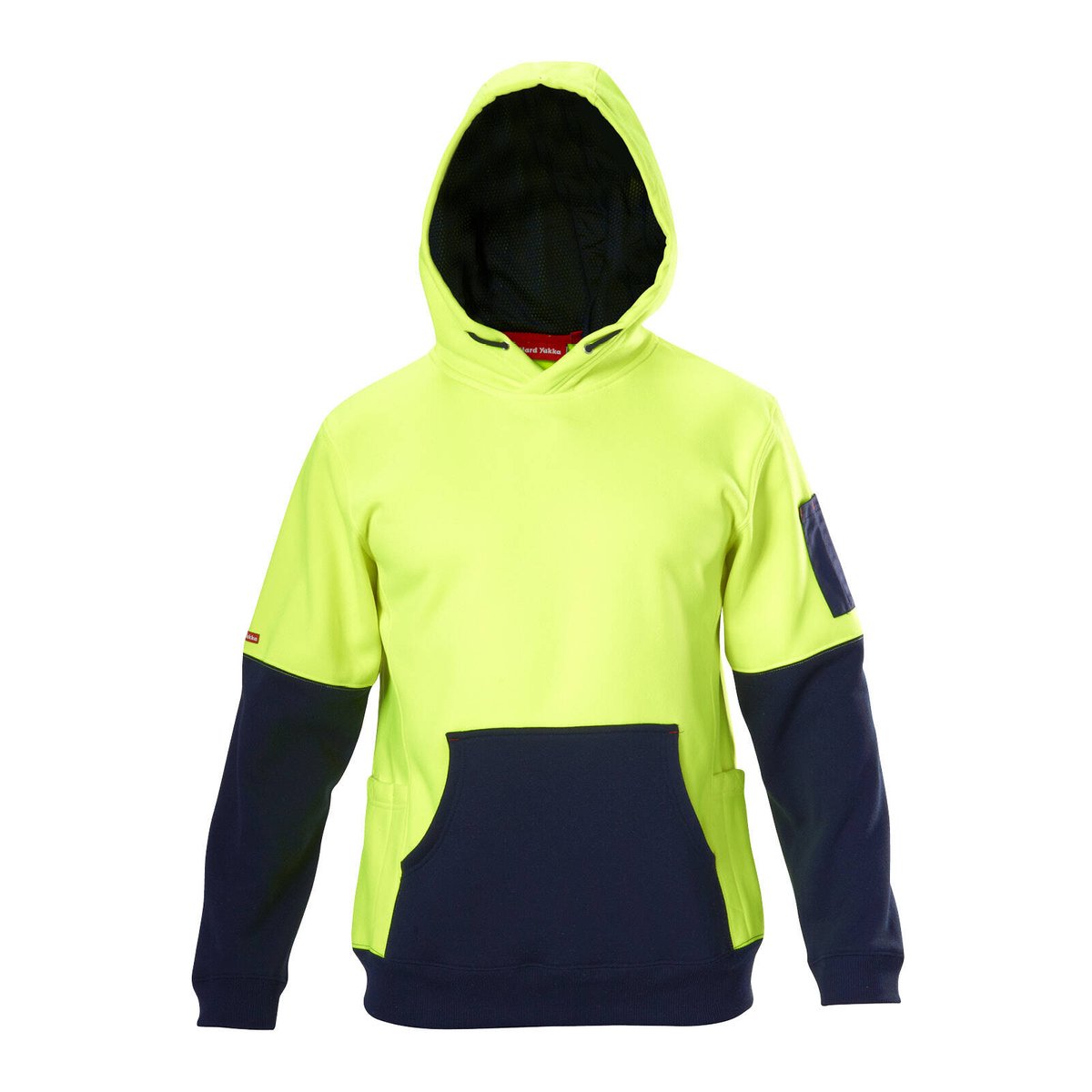 Hard Yakka Yellow/Navy Hi Vis Brushed Fleece Hoodie Size L