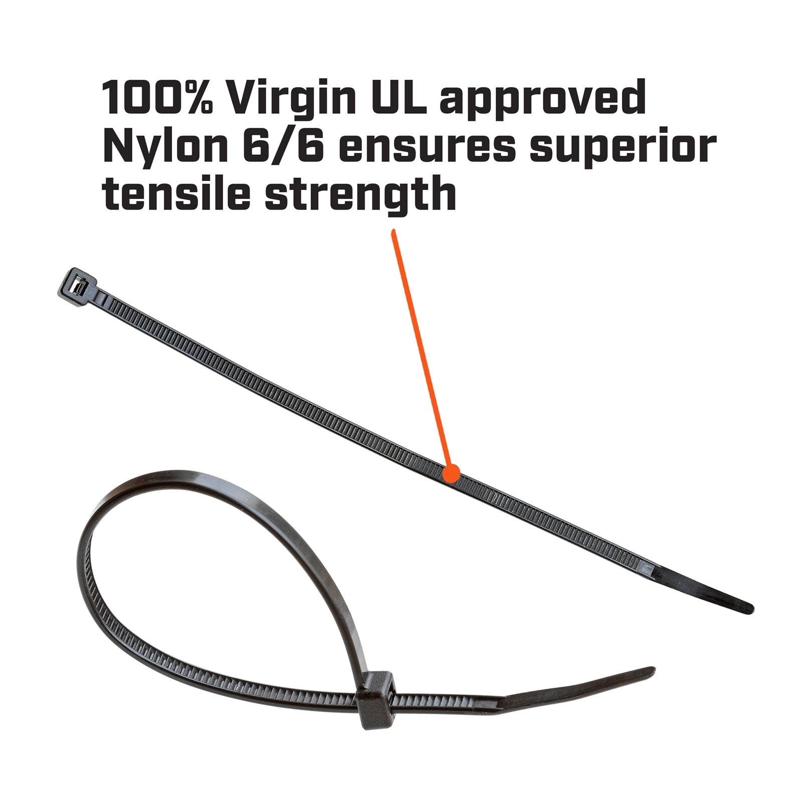 Crescent 370 x 4.8mm Black Nylon Cable Ties UV Resistant - 100 Pack