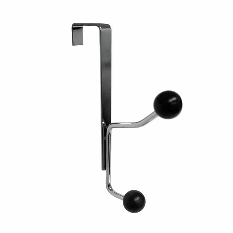 Adoored Double Over-The-Door Ball Deco Hook 120mm Steel - Polished Chrome