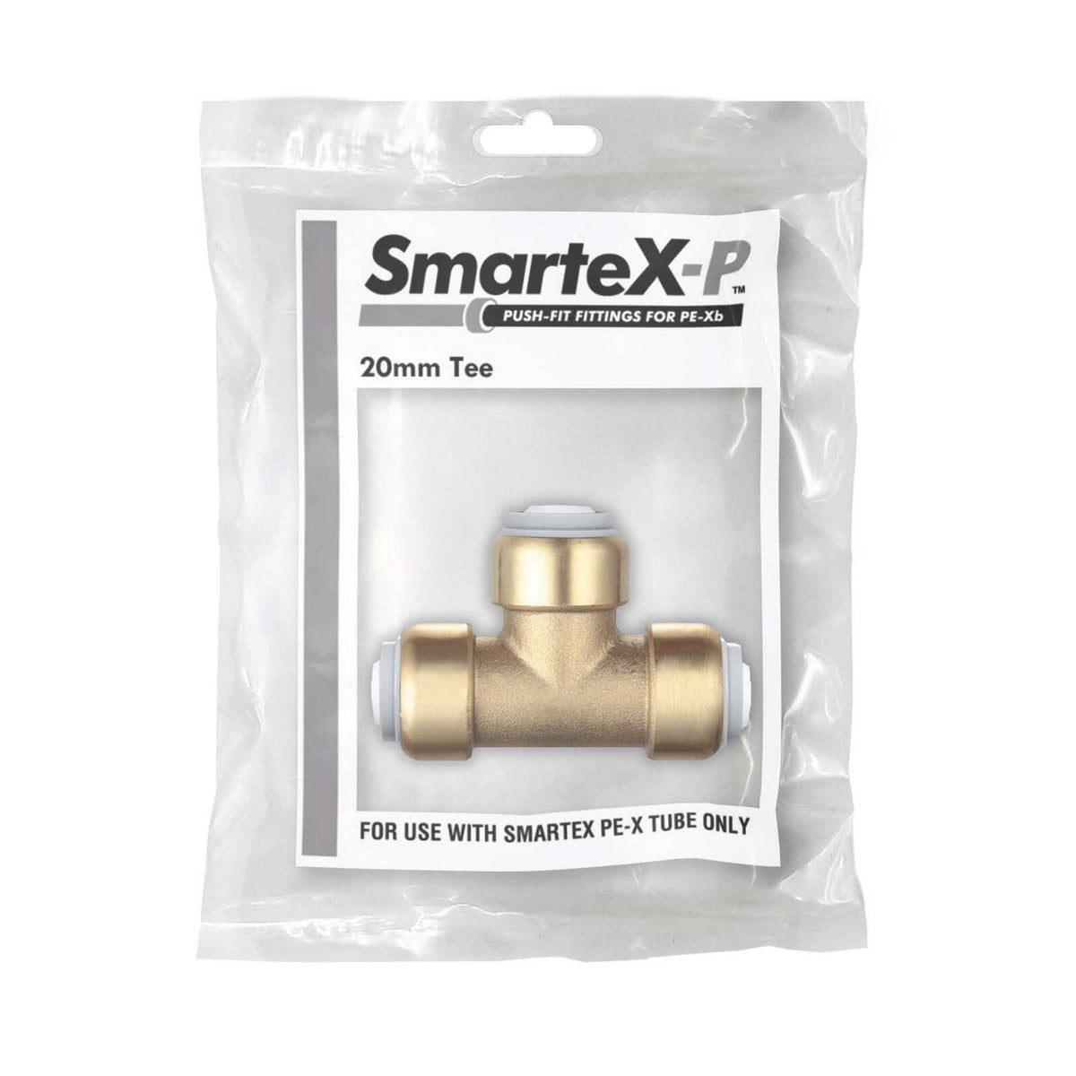 SmarteX-PEX 20mm Push-Fit Tee - Lead Free Brass