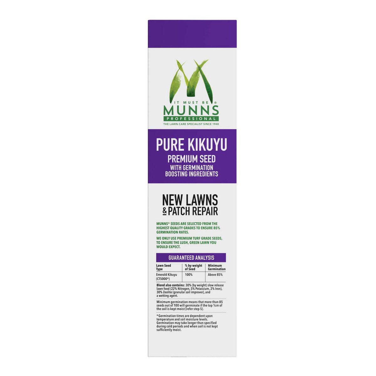Munns Professional 500g Pure Emerald Kikuyu Lawn Seed Drought Tolerant
