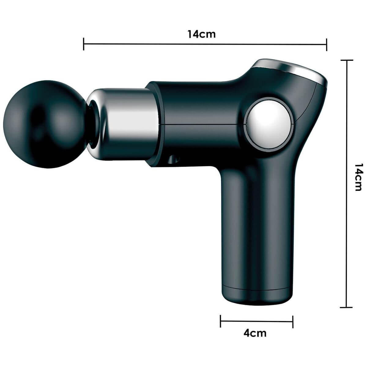 Fitsmart Mini Massage Therapy Device - LCD Display, 6 Speed Settings, 4 Attachments, Black - 10002660