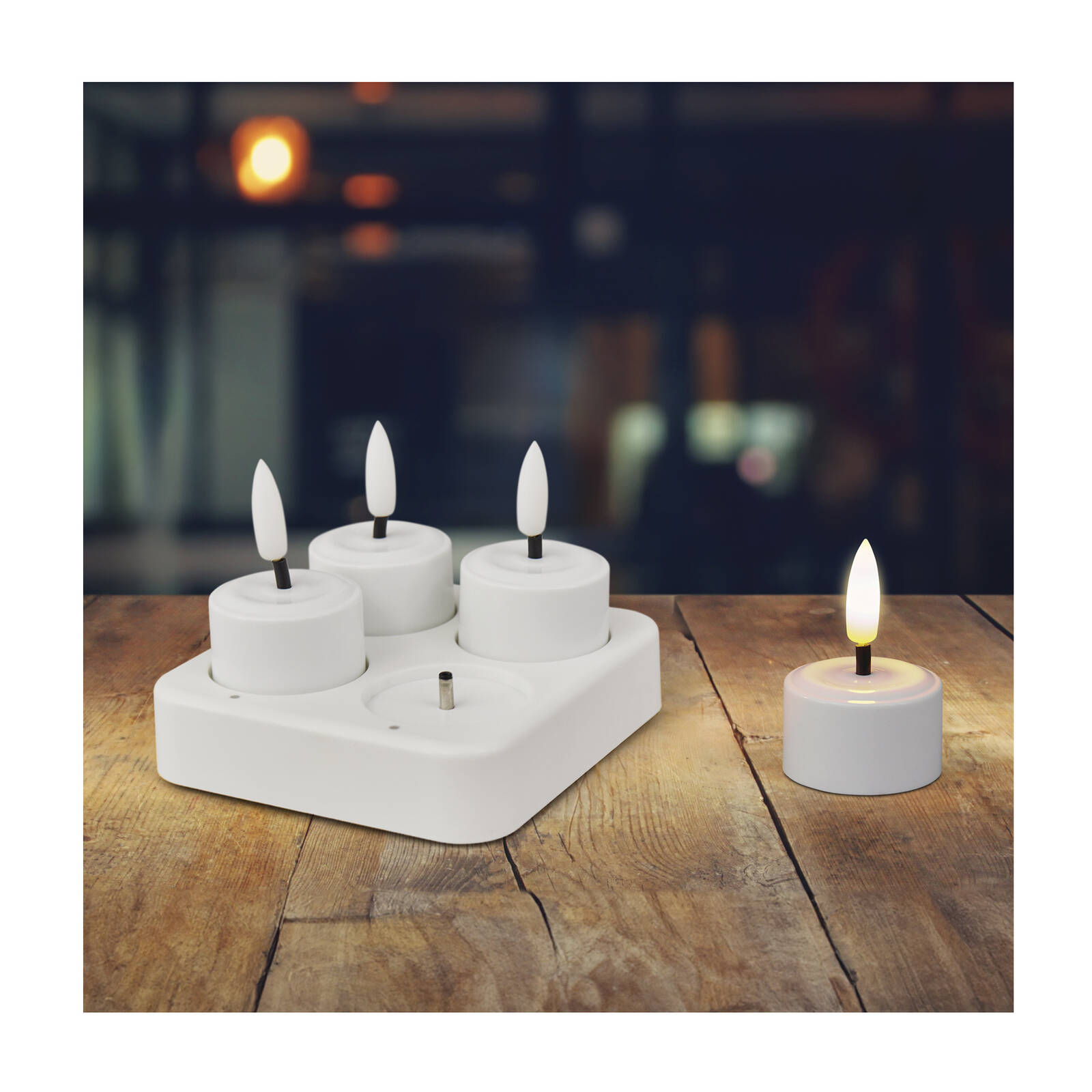 Lytworx USB Rechargeable Warm White LED Tea Lights - 4 Pack 70749
