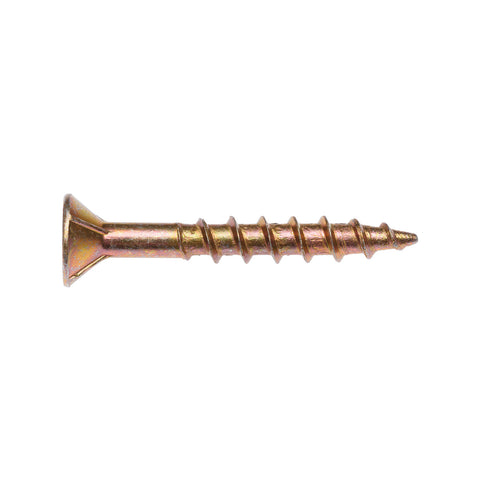 Zenith 8G x 30mm Gold Countersunk Rib Head Chipboard Screws - 100 Pack