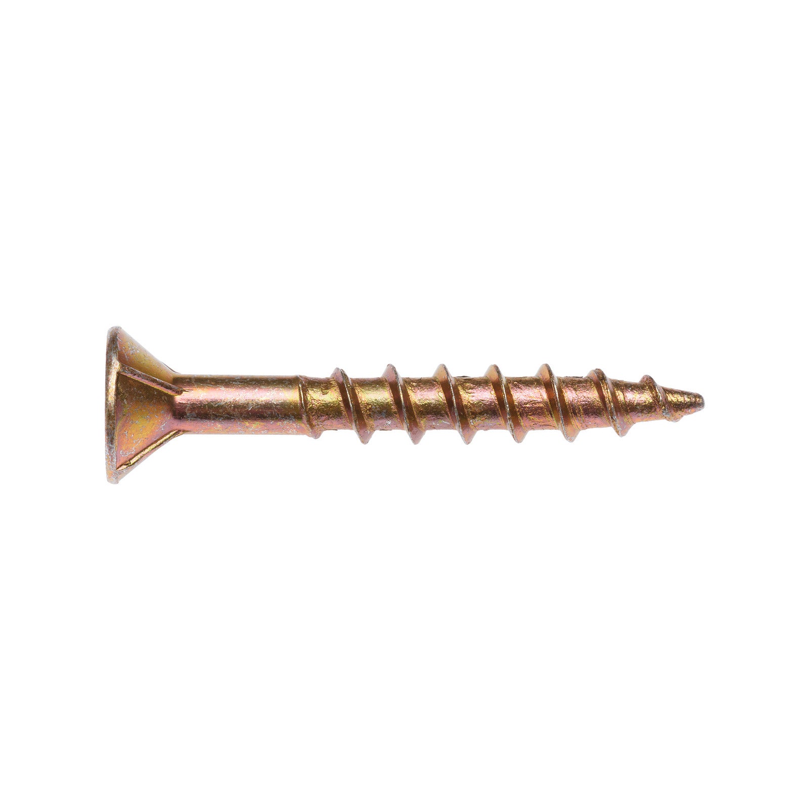 Zenith 8G x 30mm Gold Countersunk Rib Head Chipboard Screws - 100 Pack