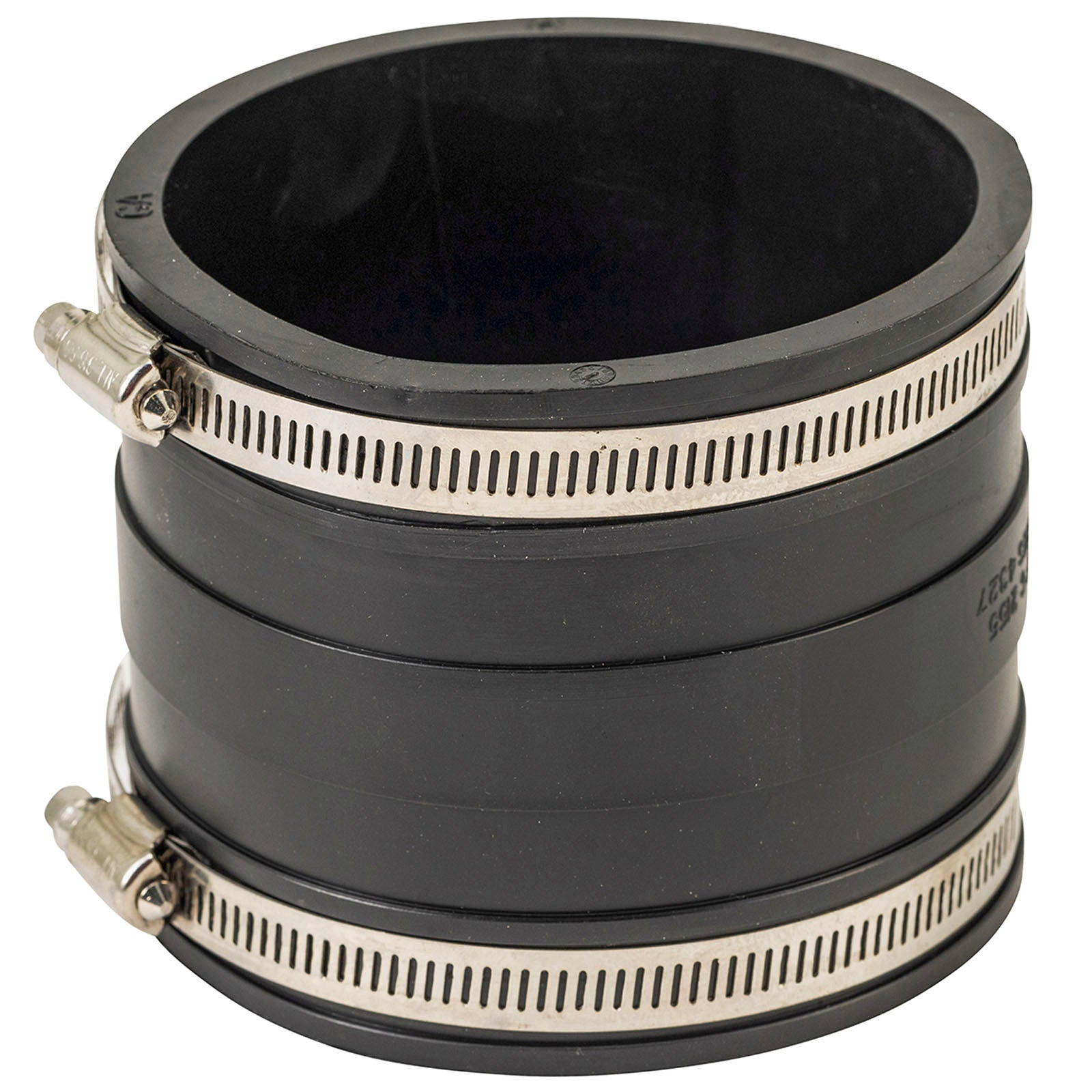 Deks 100mm PVC to PVC Rubber Joiner - EPDM & Stainless Steel, Underground Rated, Black
