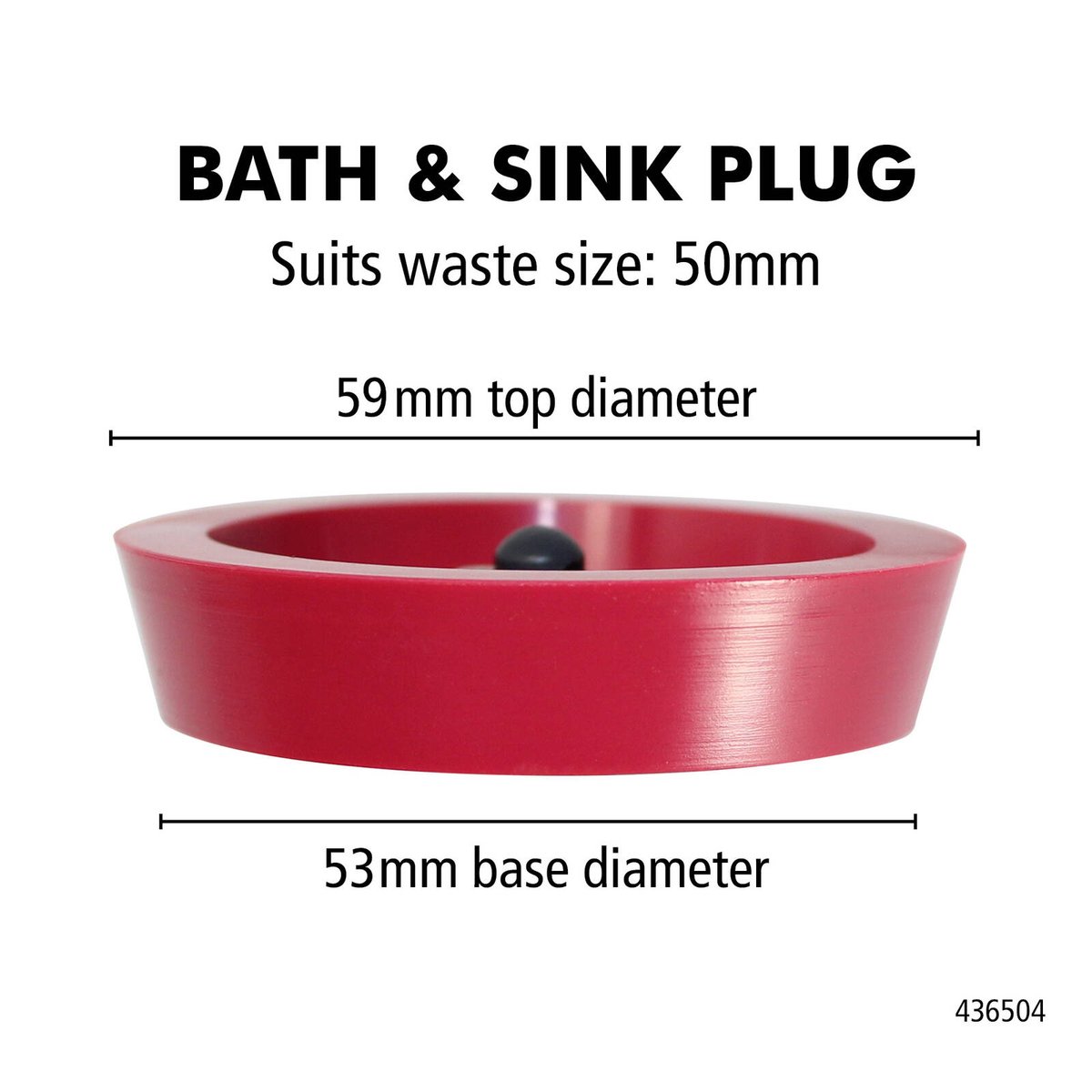 Boston 50mm Red Bath and Sink Plug