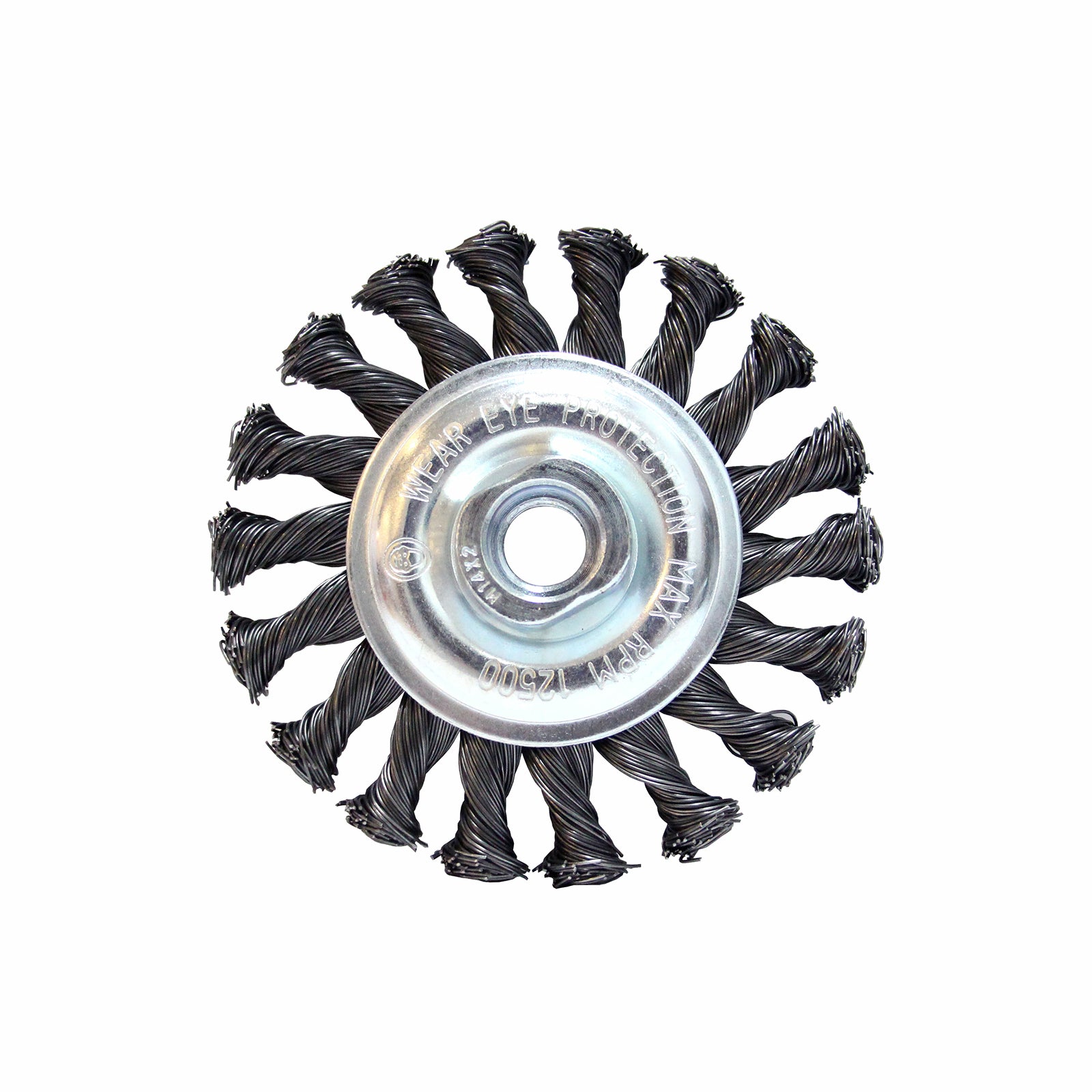 Craftright 100mm Twistknot Wheel Brush HD Steel Wire M14 Thread for Angle Grinders
