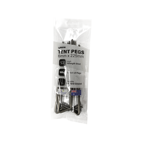 Rhino 6 x 225mm Steel Tent Peg - 10 Pack