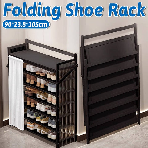 7 Tier Foldable Shoe Rack Space Saving Dustproof for Entryway