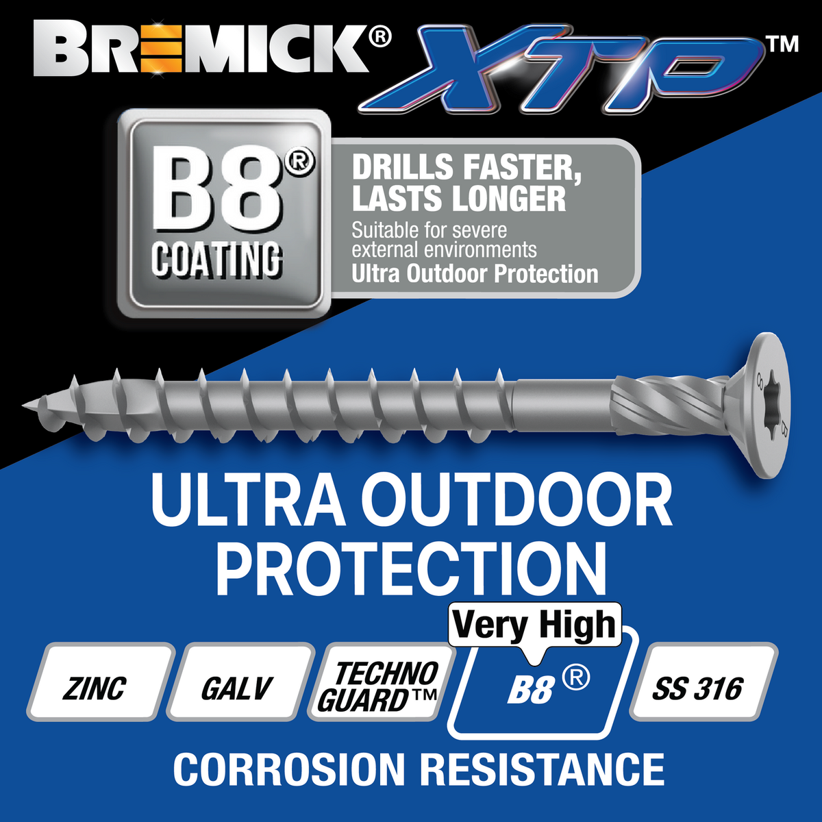 Bremick XTP 14g x 75mm Carbon Steel T40 B8 Bugle Batten Screws 500 Pack