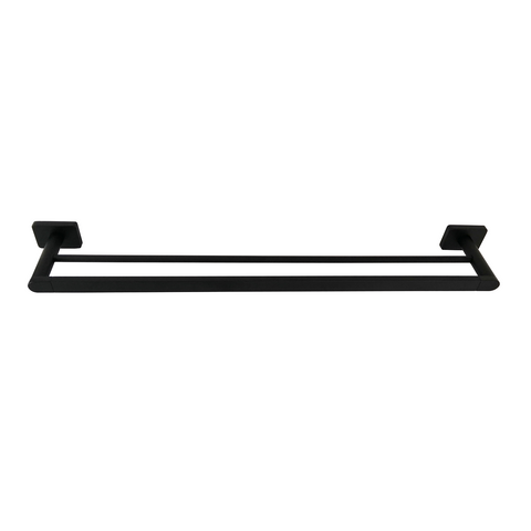 Barelli Rigoni 600mm Matt Black Coated Zinc Alloy Double Towel Rail