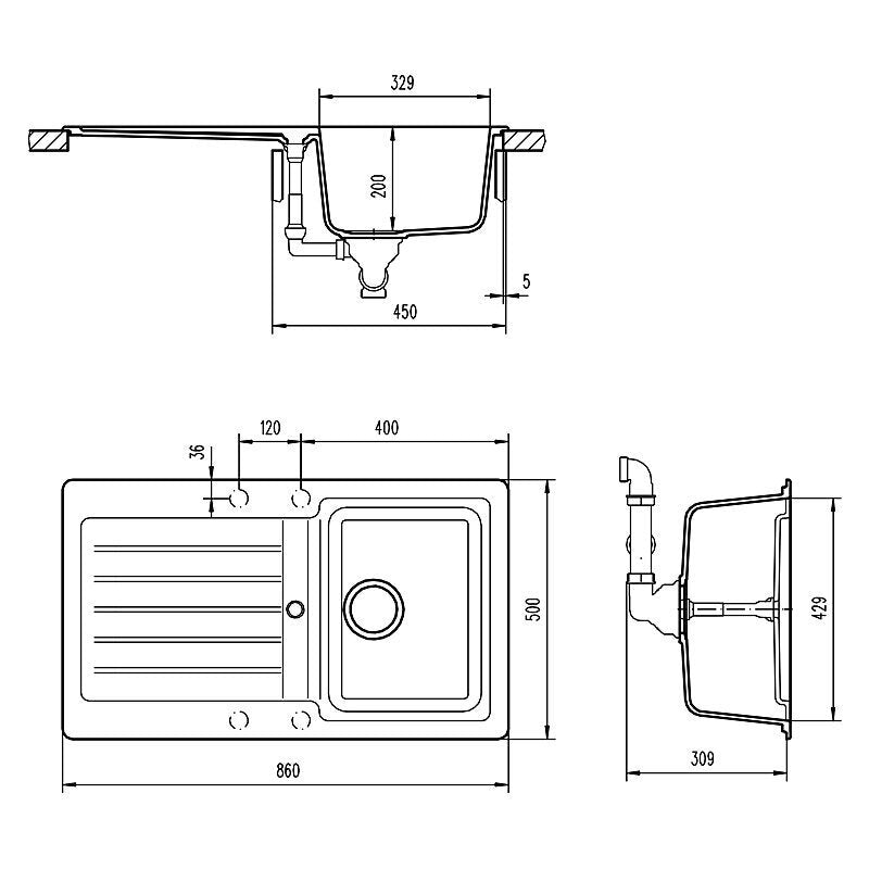 Abey topmount single bowl sink and tap pack with left hand drainer - Croma - 4 star mixer - TD100TCR