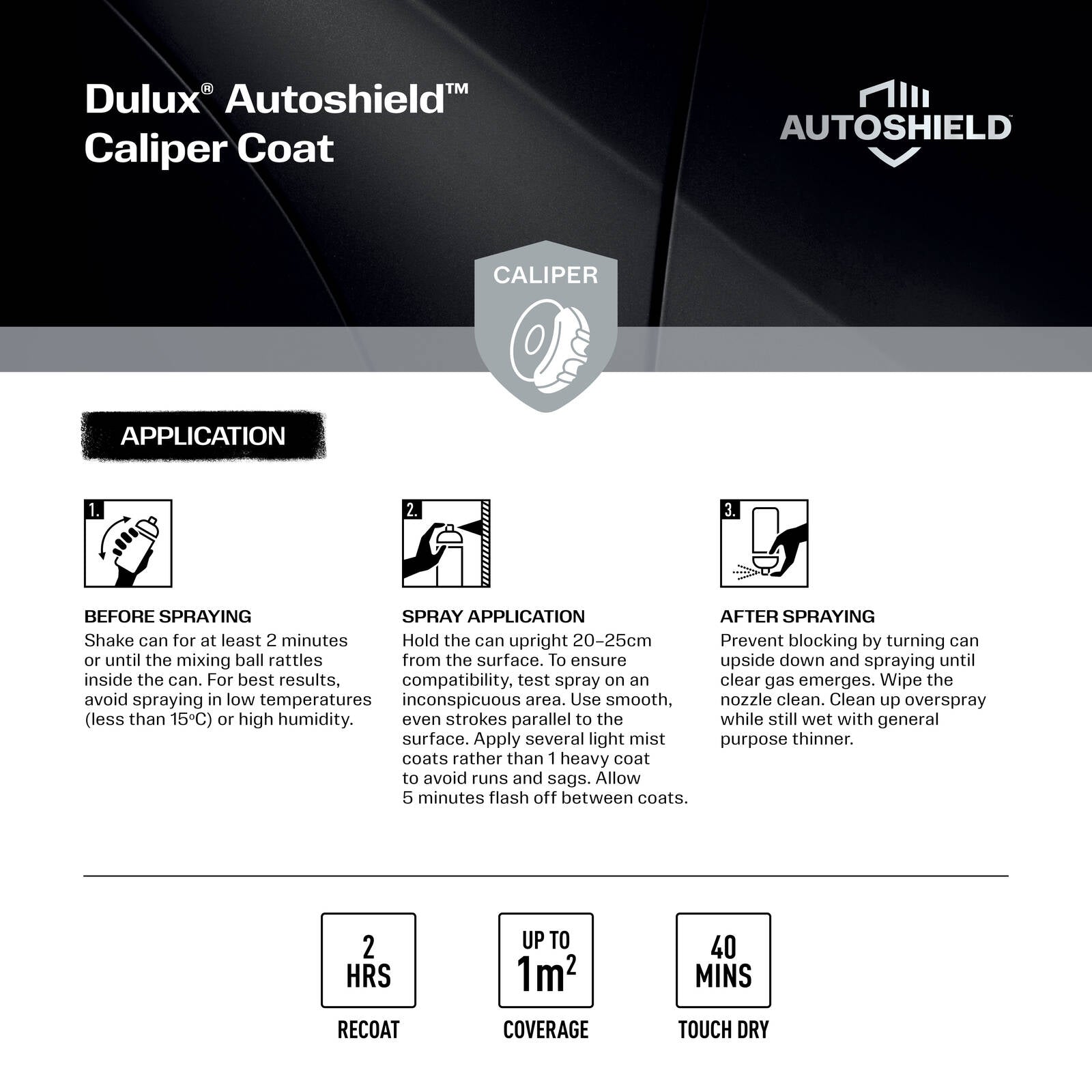 Dulux Autoshield 340g Black Caliper Spray Paint