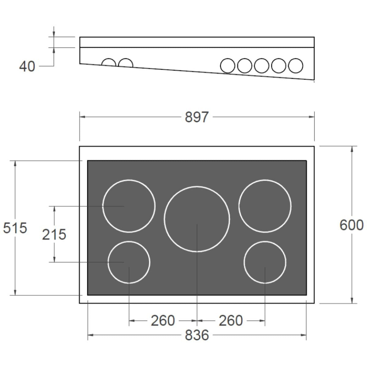 La Germania 90cm Freestanding Oven 142L - Stainless Steel, Five-Zone Induction Cooktop - TUS90IND60LAX
