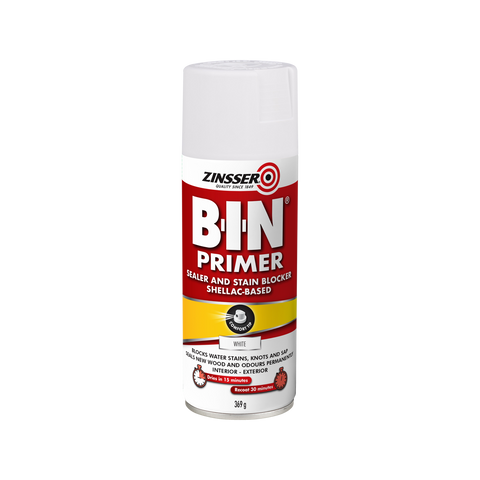 Zinsser B-I-N Primer Sealer Stain Blocker Aerosol 369g - White Shellac Based Spray