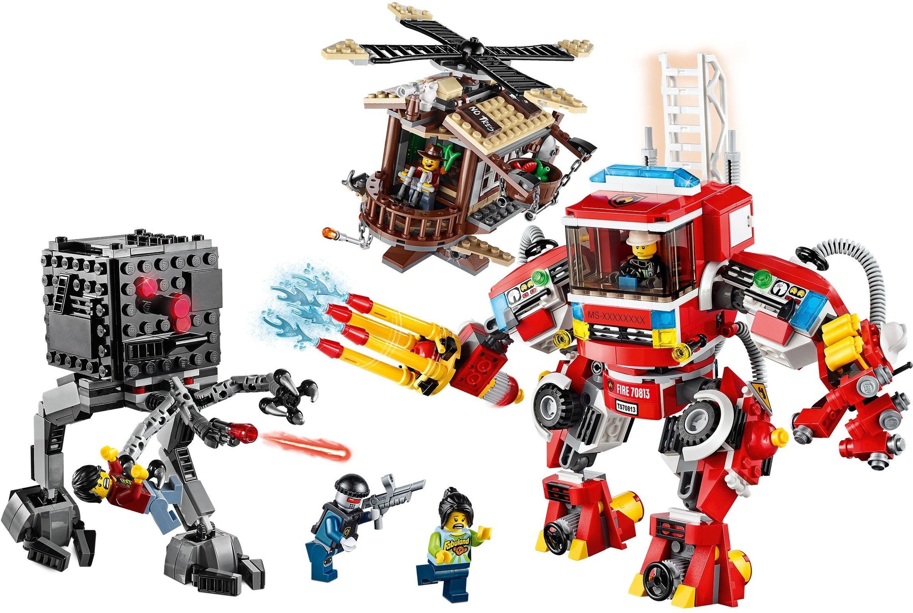 LEGO 70813 Rescue Reinforcements: Fire Mech & Helicopter vs. Micro Manager - SuperSaverAU - view 2