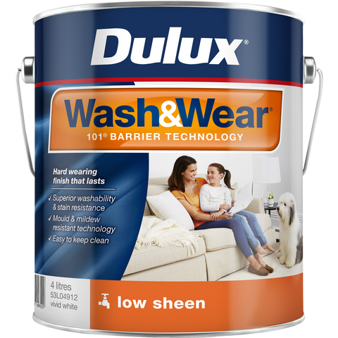 Dulux Wash&Wear 4L Vivid White Low Sheen Interior Paint