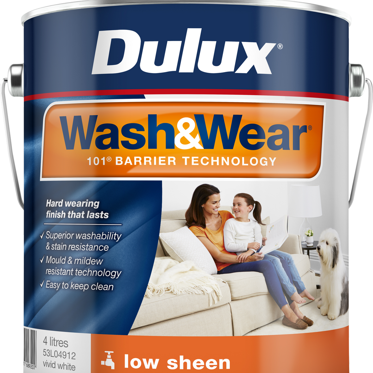 Dulux Vivid White Low Sheen Interior Paint 4L - 179mm x 192mm - Washable - SuperSaverAU - view 1