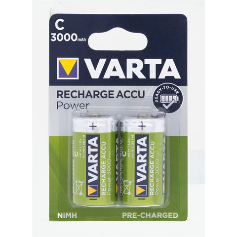 Varta C 3000mAh Rechargeable Ni-MH Batteries 2 Pack Ready to Use