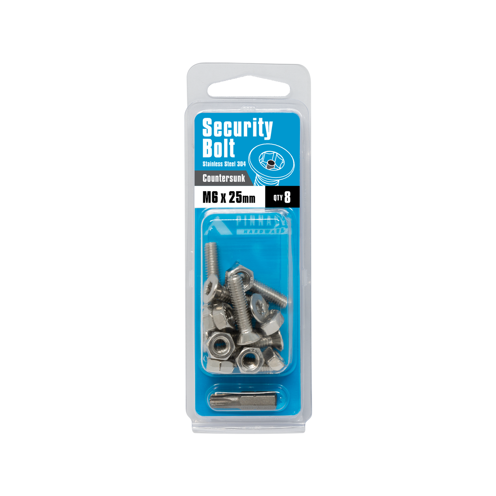 Pinnacle M6 x 25mm 304 Stainless Steel Security Bolts - 8 Pack