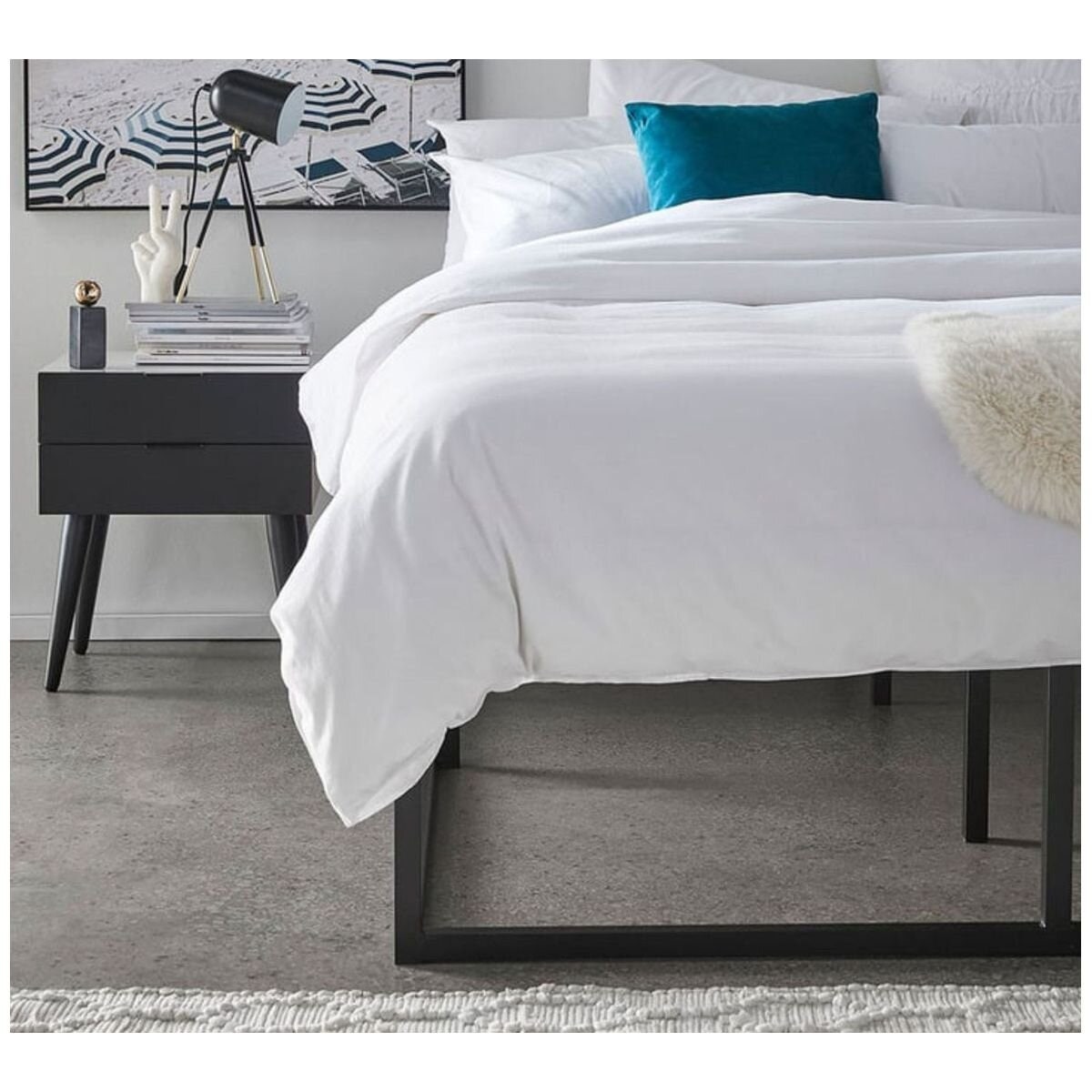 Zinus Joseph King Single Metal Bed Frame - 45cm Height, Wooden Slats, Black Steel - AU-FBMFB1ZC-18B