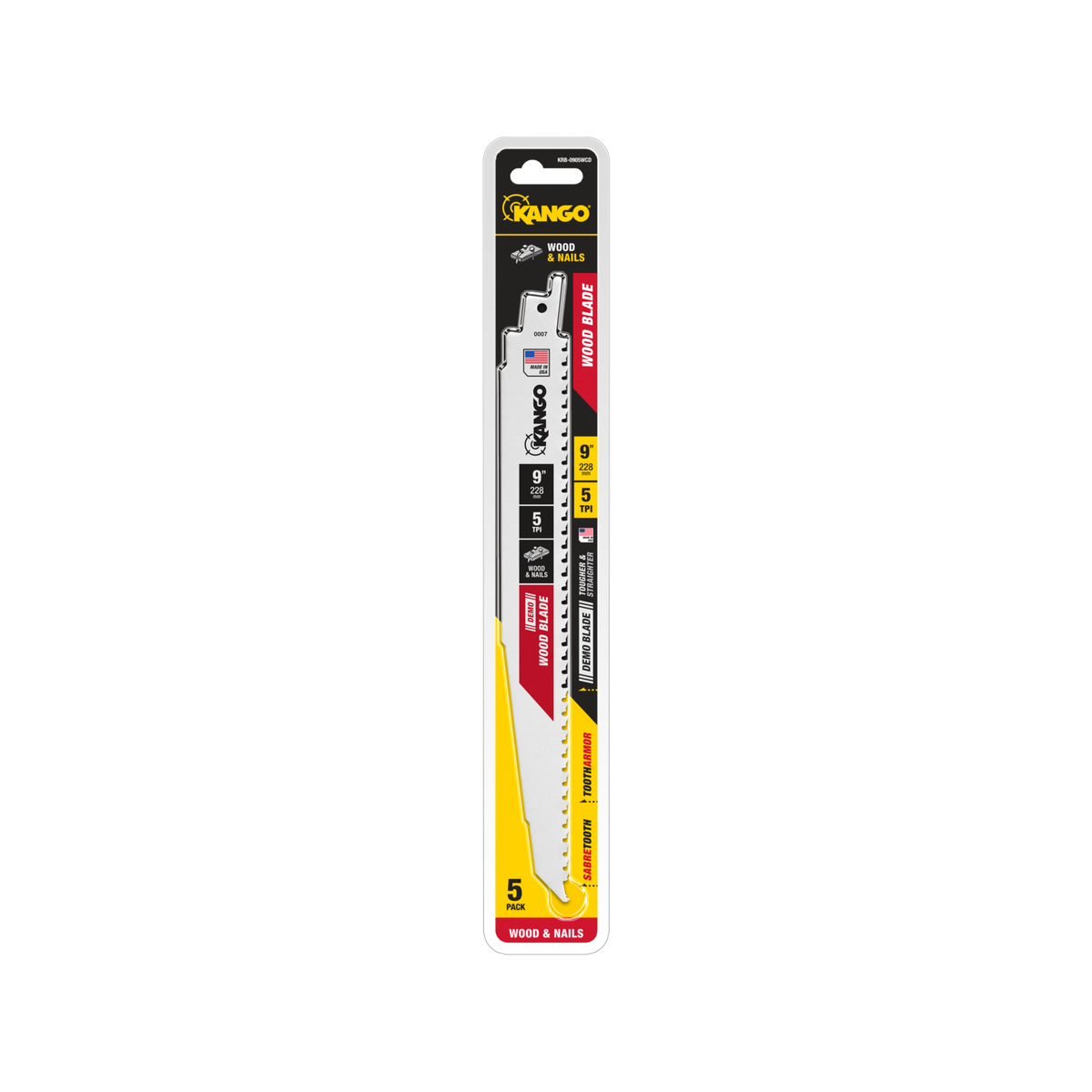 Kango 229mm 5TPI Wood Demo Reciprocating Saw Blade 5 Pack