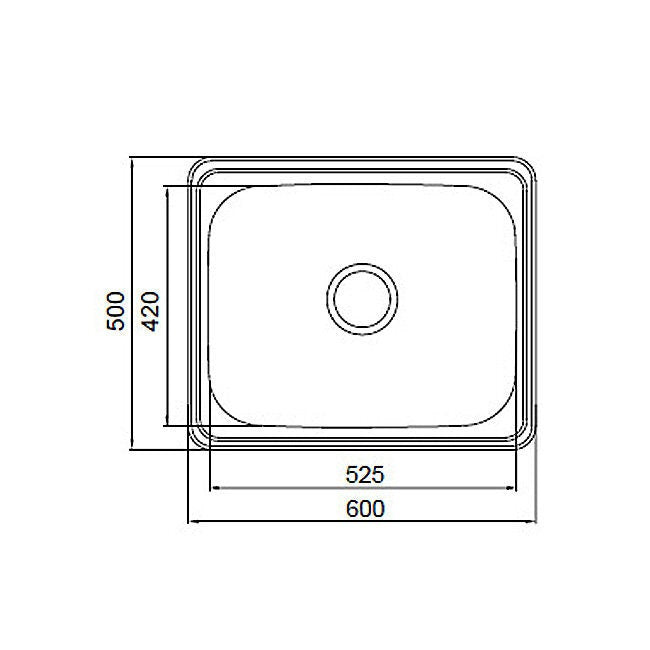 Abey The Lodden 45L Single Bowl Laundry Tub with Overflow - Stainless Steel - 600mm Wide - PR45B