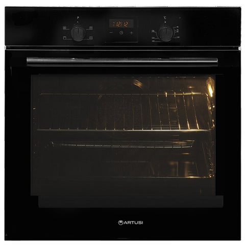 Artusi 60cm Multi Function Electric Built-In Oven - 65L, Triple Glazed Door, Black Glass Fascia - PAO610B