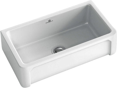 Abey Large Single Bowl Butler Sink - White Fireclay - Top Mount or Undermount - 7 Year Warranty - HENRI-2W