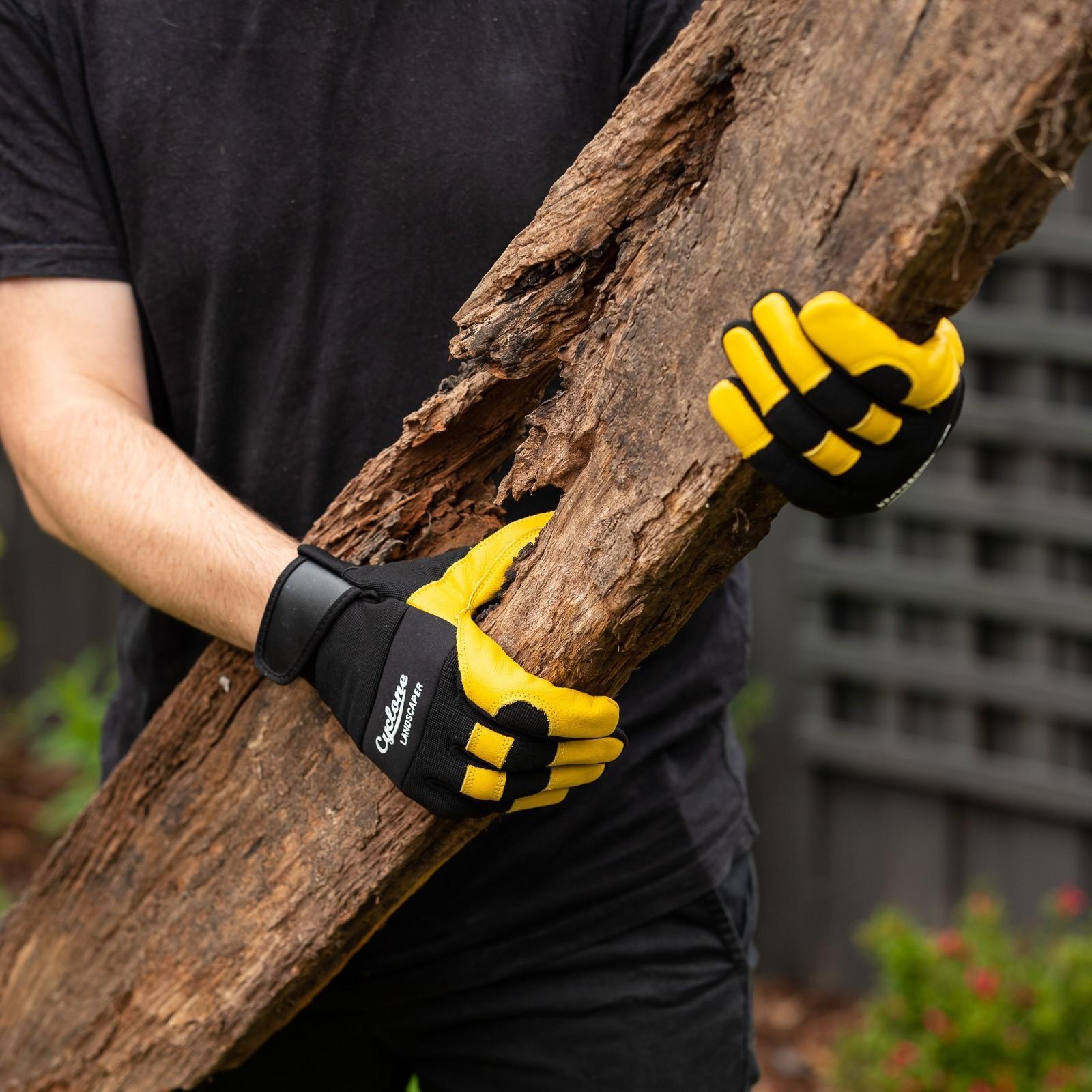 Cyclone Extra Large Leather Power Garden Gloves Yellow/Black