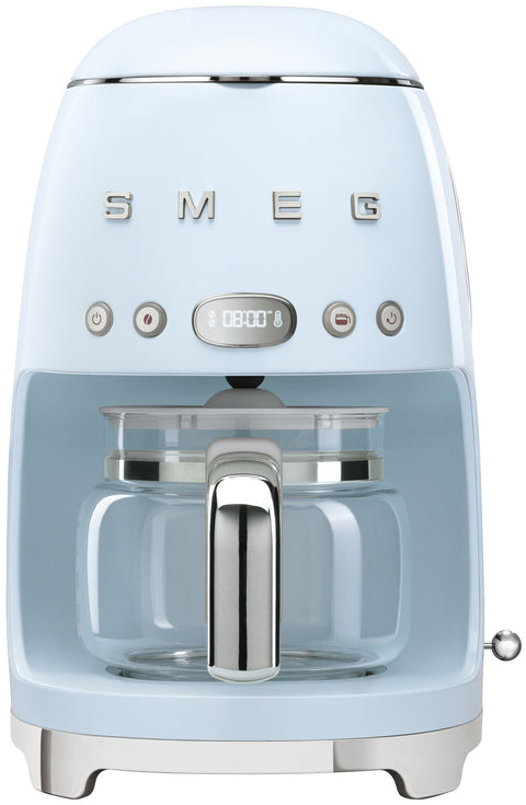 Smeg 50s Retro Style Drip Filter Coffee Machine - Pastel Blue, 10 Cup, LED Display, Timer - DCF02PBAU