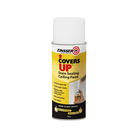 Zinsser Covers Up Oil-Based Stain-Sealing Ceiling Paint Aerosol White 369g
