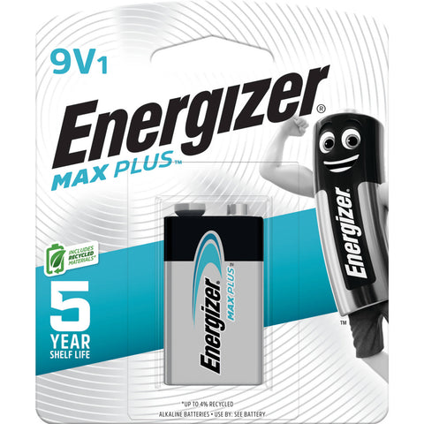 Energizer Max Plus 9V Alkaline Battery Single Long Lasting Power