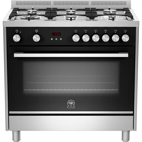 La Germania 90cm Futura Series Freestanding Dual Fuel Oven - 142L, Six Burners, Stainless Steel - TUS96C61LBX