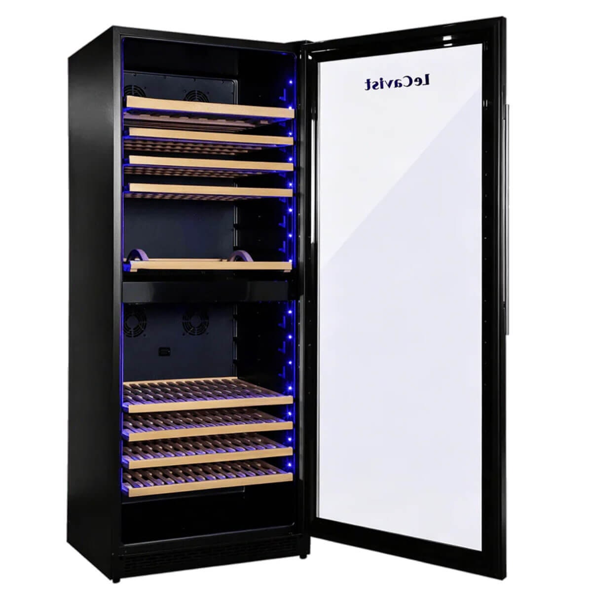 LeCavist Cuvee Rothschild 303 Bottle Dual Zone Wine Fridge - Black - 9 Wooden Shelves - LCS300VN2Z1D