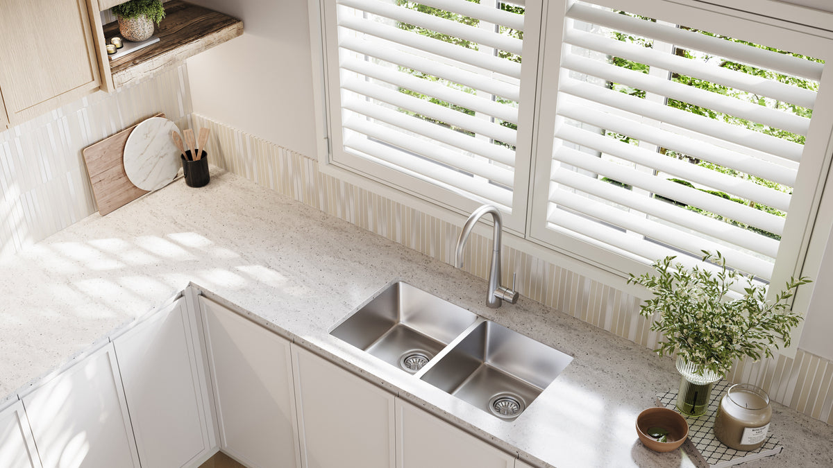 Oliveri Essente gooseneck mixer tap - Stainless Steel, swivel spout, WELS 4 Star 7.5L per minute - SS2520