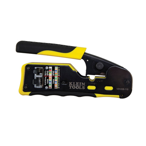Klein Tools Ratcheting Cable Crimper / Stripper / Cutter for Pass-Thru VDV226-110