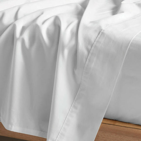 Linen House Augusta Queen Flat Sheet - 500 Thread Count, 100% Cotton, White - 01721D052