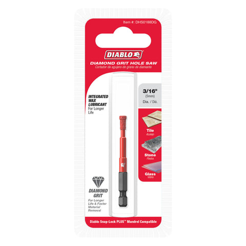 Diablo 5mm Diamond Grit Hole Saw for Tile, Granite, Marble & Glass
