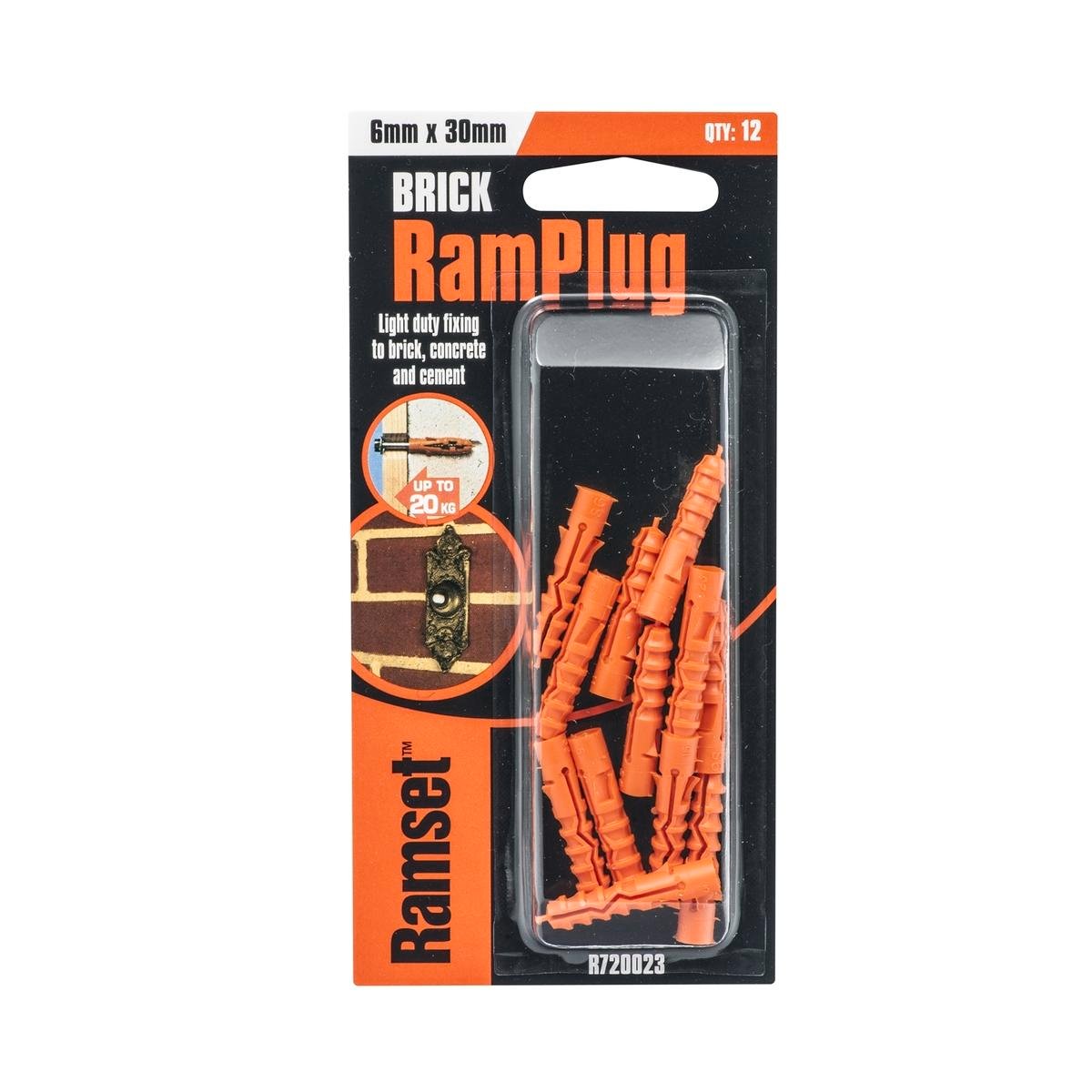 Ramset 6 x 30mm Nylon RamPlug Anchor - 12 Pack
