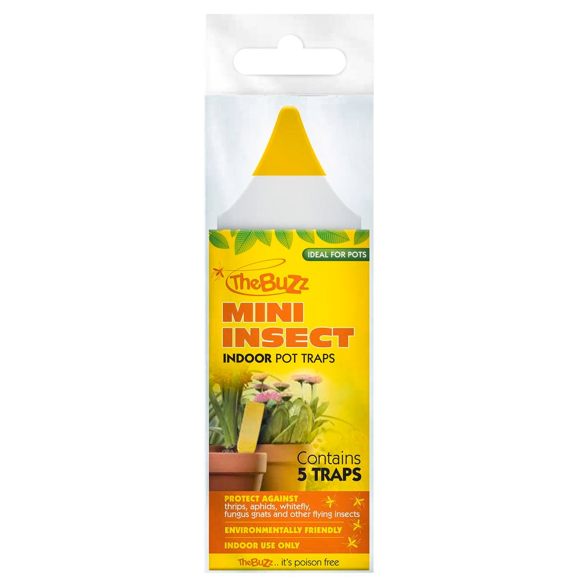 The Buzz Yellow Mini Insect Indoor Pot Traps 5 Pack