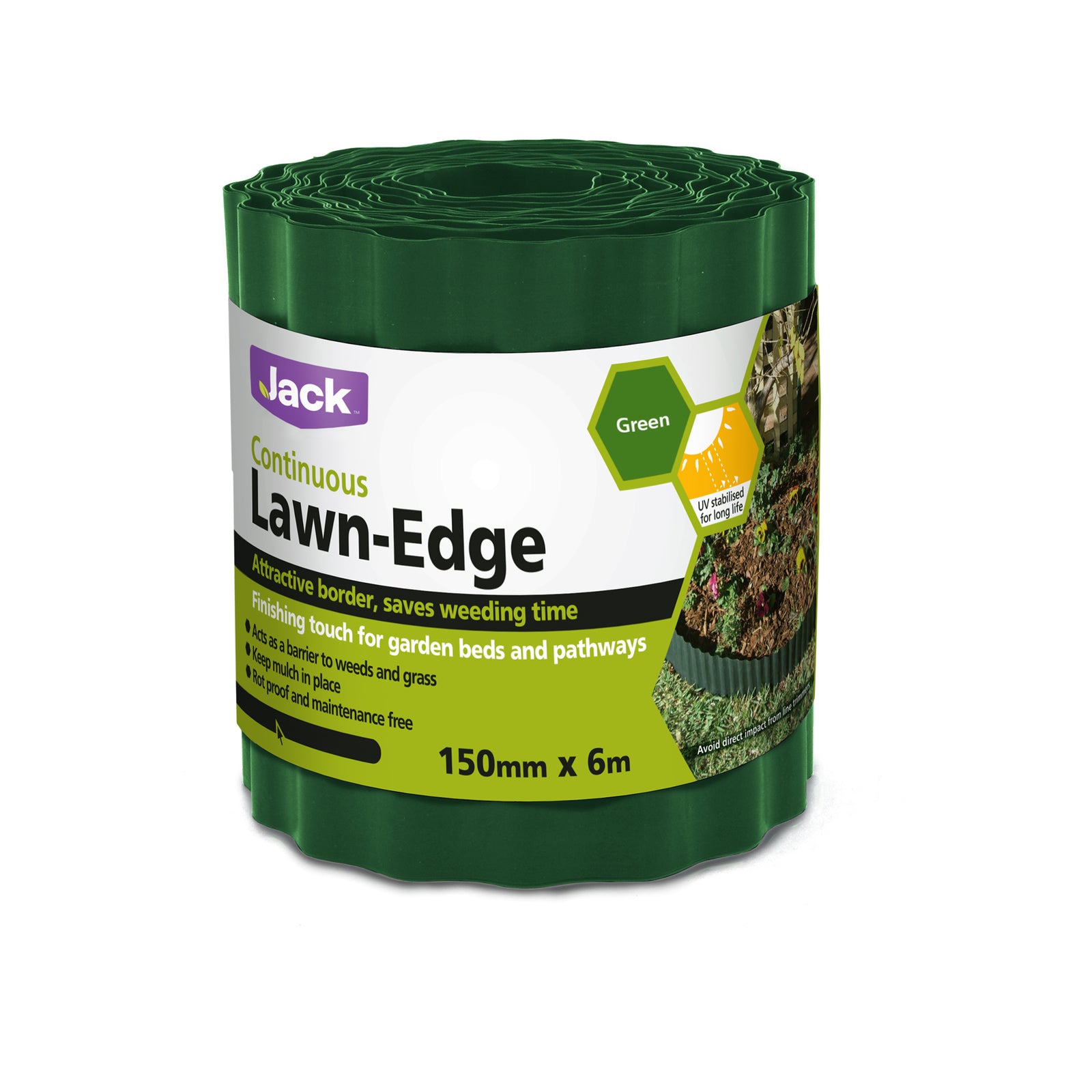 Jack Corrugated Continuous Lawn Edge 150mm x 6m Green Plastic