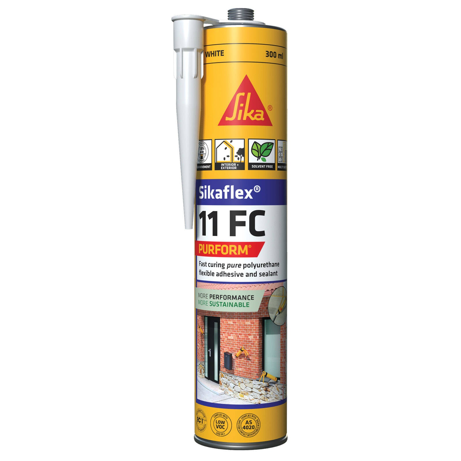 Sika White Sikaflex 11FC Purform Polyurethane Flexible Adhesive Sealant 300ml Solvent Free