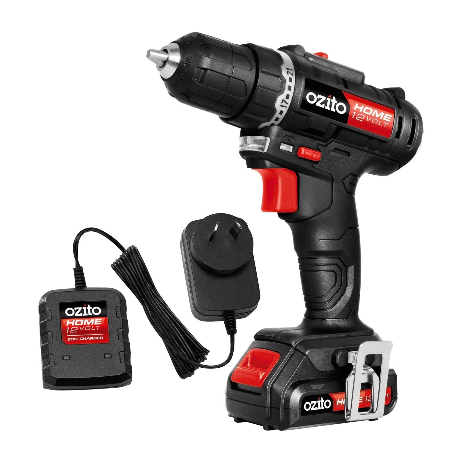 Ozito Home 12V Cordless Drill Driver Kit 10mm Chuck 1.5Ah Battery 21 Settings ZLDDK-150