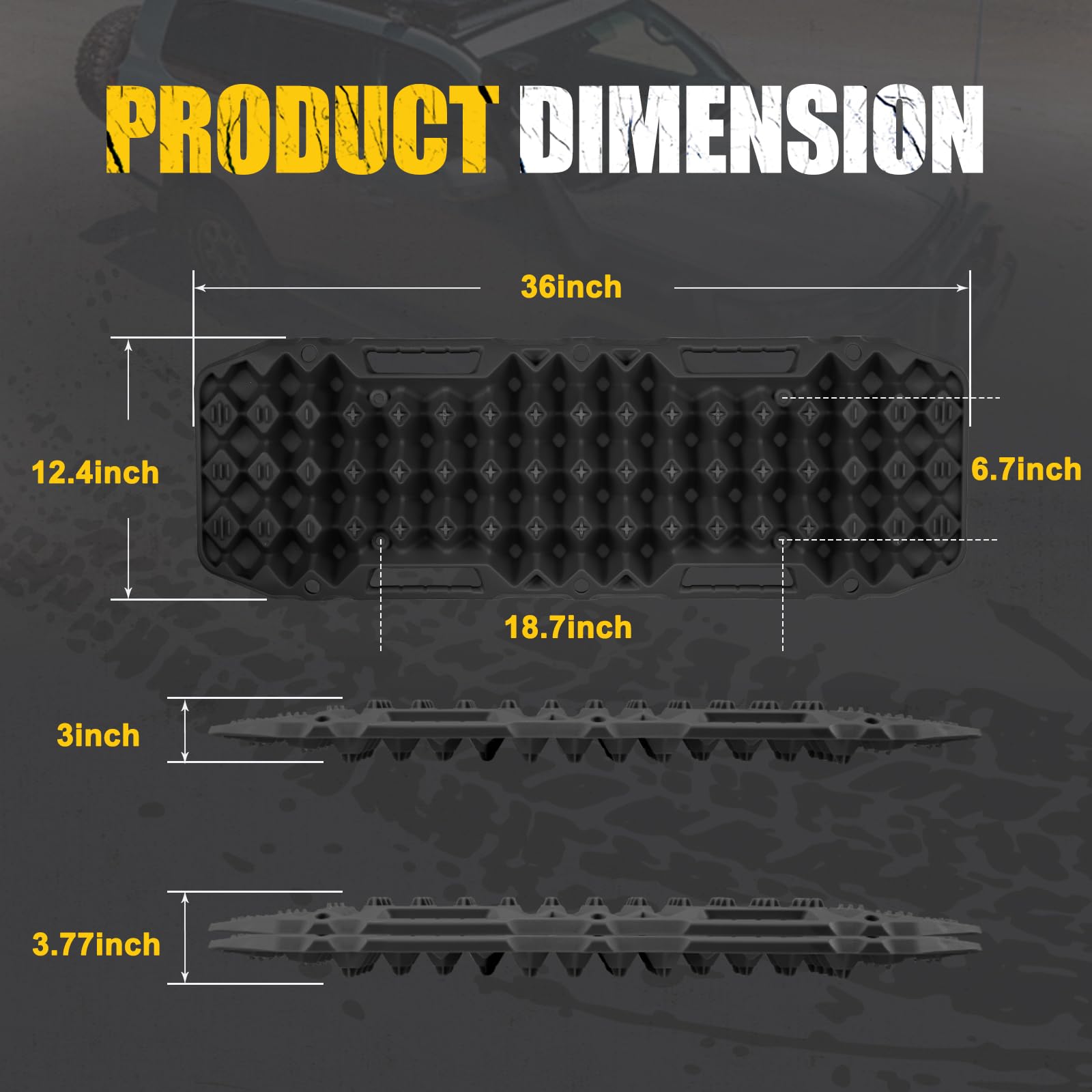 Recovery Traction Boards Pair - 92 x 31.5 x 7.5cm - 10 Tonne Rating, Double Sided Diamond Tread, Bends 120 Degrees