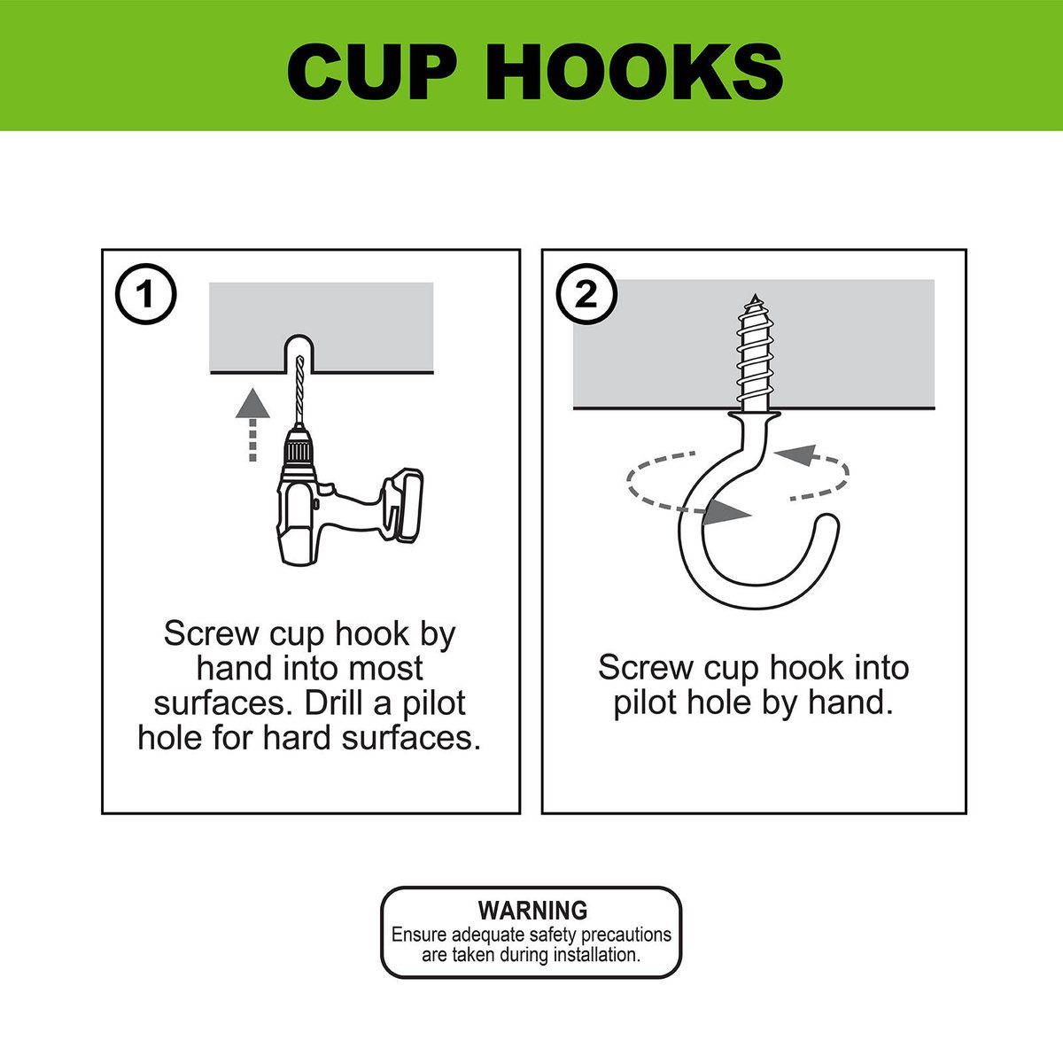 Everhang White PVC Cup Hook 17mm 5kg - 4 Pack