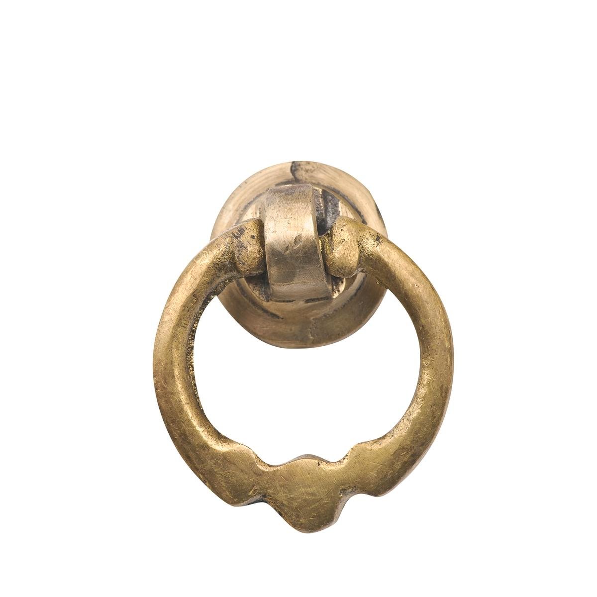 Prestige Small Antique Brass Rustic Ring Pull Knob, Zinc Alloy, Cabinet Drawer Pull
