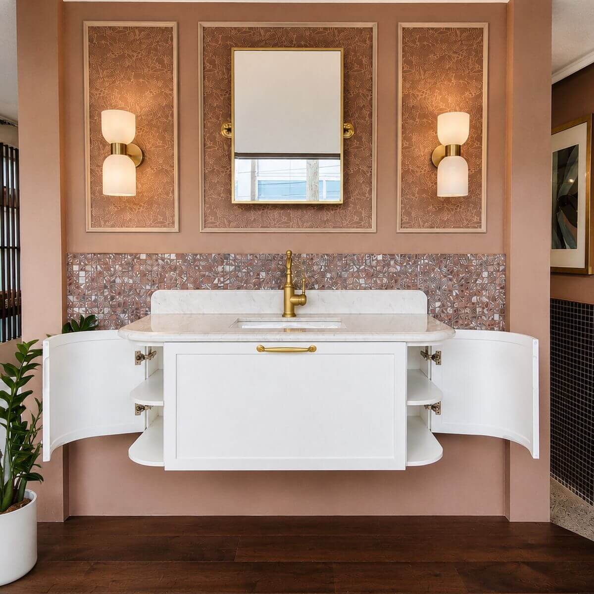Turner Hastings Evara 120cm wall hung vanity - marble top, white, 3 tapholes - EV120-WH-3TH